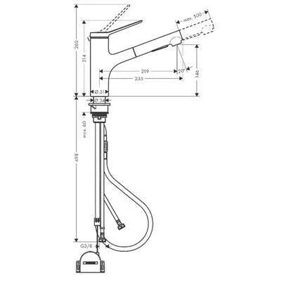 Hansgrohe Zesis M33 konyhai csaptelep 150, kihúzható kifolyó, 2jet, sBox, rozsdamentes acél hatású ( 74803800 )
