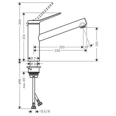 Hansgrohe Zesis M33 konyhai csaptelep 150, 1jet, matt fekete ( 74802670 )