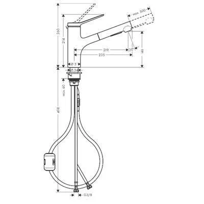 Hansgrohe Zesis M33 konyhai csaptelep 150, kihúzható kifolyó, 2jet, matt fekete ( 74800670 )