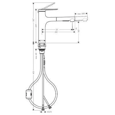 Hansgrohe Zesis M33 konyhai csaptelep 160, kihúzható kifolyó, 2jet, rozsdamentes acél hatású ( 74801800 )