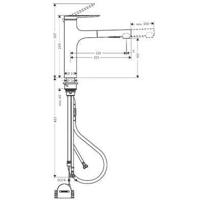 Hansgrohe Zesis M33 konyhai csaptelep 160, kihúzható kifolyó, 2jet, sBox ( 74804000 )