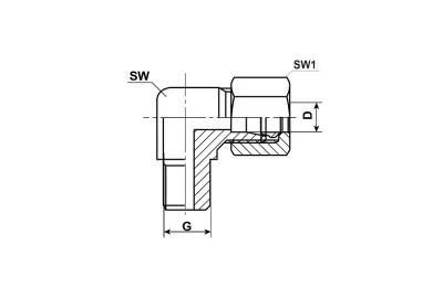 Hollanderes 90° csatlakozó ∅4 M6x1 - D 4 MM d1 M 6x1 tap. Size LL