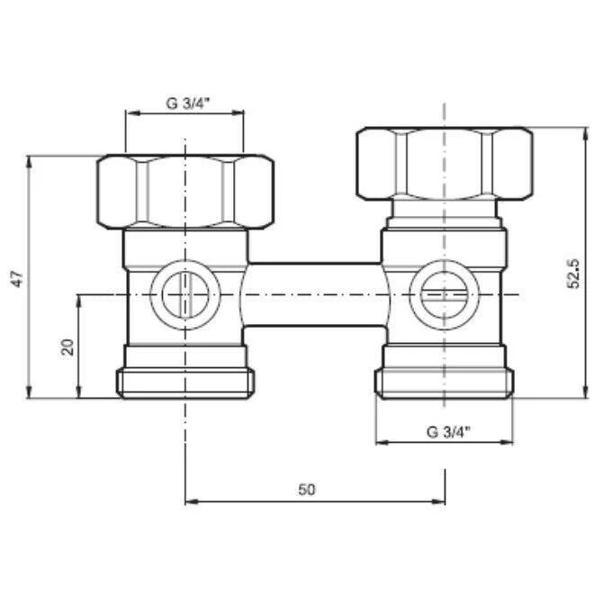 Honeywell Verafix-VKE H-blokk (H-idom), egyenes 3/4"-3/4" V2495DX020