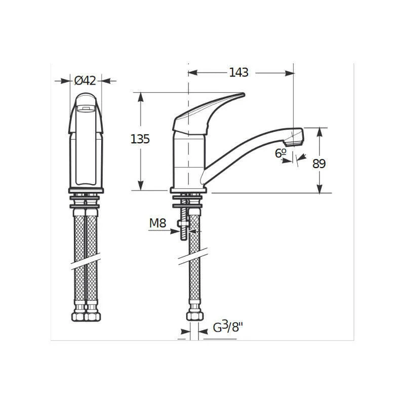 Jika Talas mosdó/mosogató csaptelep, álló, 14,3 cm kifolyócsővel ( H3511N10042201 )