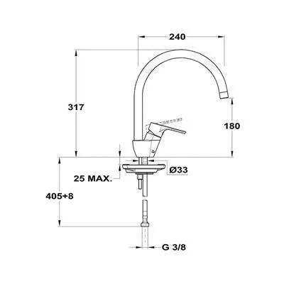 Mofém Zenit mosogató csaptelep, forgatható kifolyócső: 240 mm (152-1951-02)