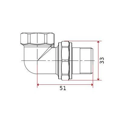 Radiátor hollander 1/2" sarok, króm