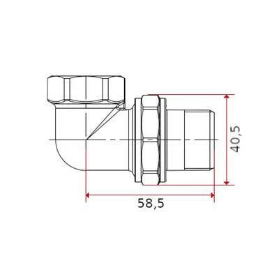 Radiátor hollander 3/4" sarok, króm