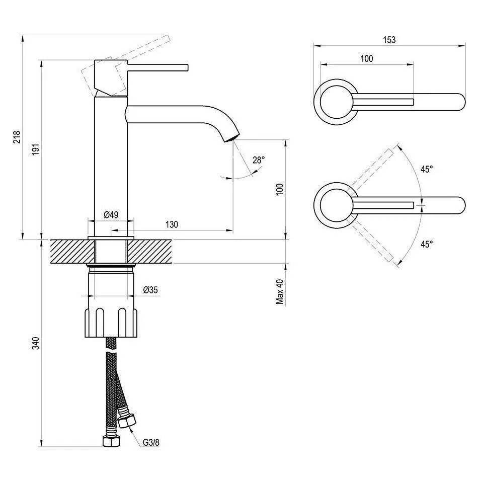 Ravak Espirit mosdócsaptelep 190 mm, álló, leeresztő nélkül, matt fekete (X070273)