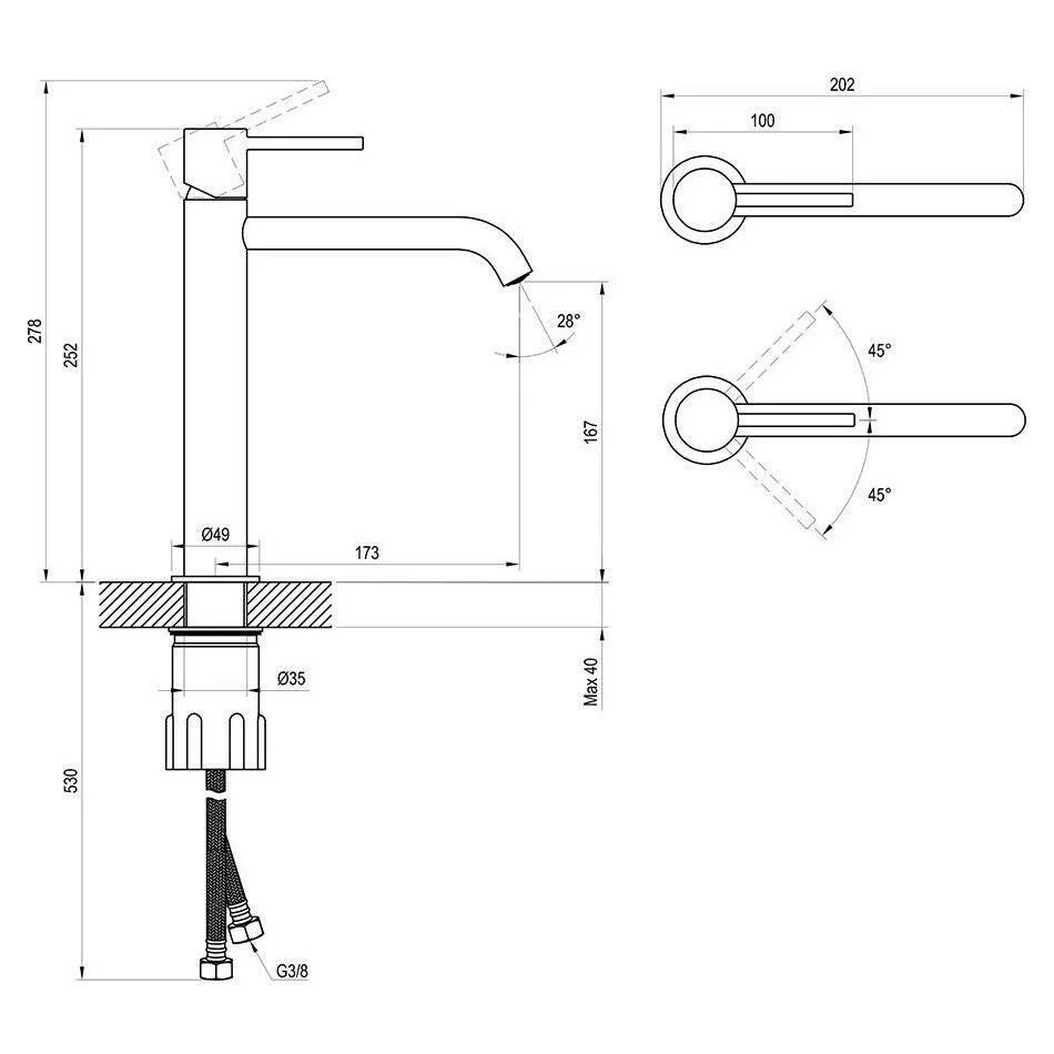 Ravak Espirit mosdócsaptelep 250 mm, álló, leeresztő nélkül, grafit (X070391)