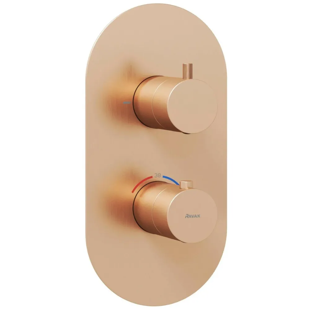 Ravak Espirit zuhanycsaptelep, falba süllyesztett, termosztátos, kétutas, belső egység nélkül, rose gold (X070360)