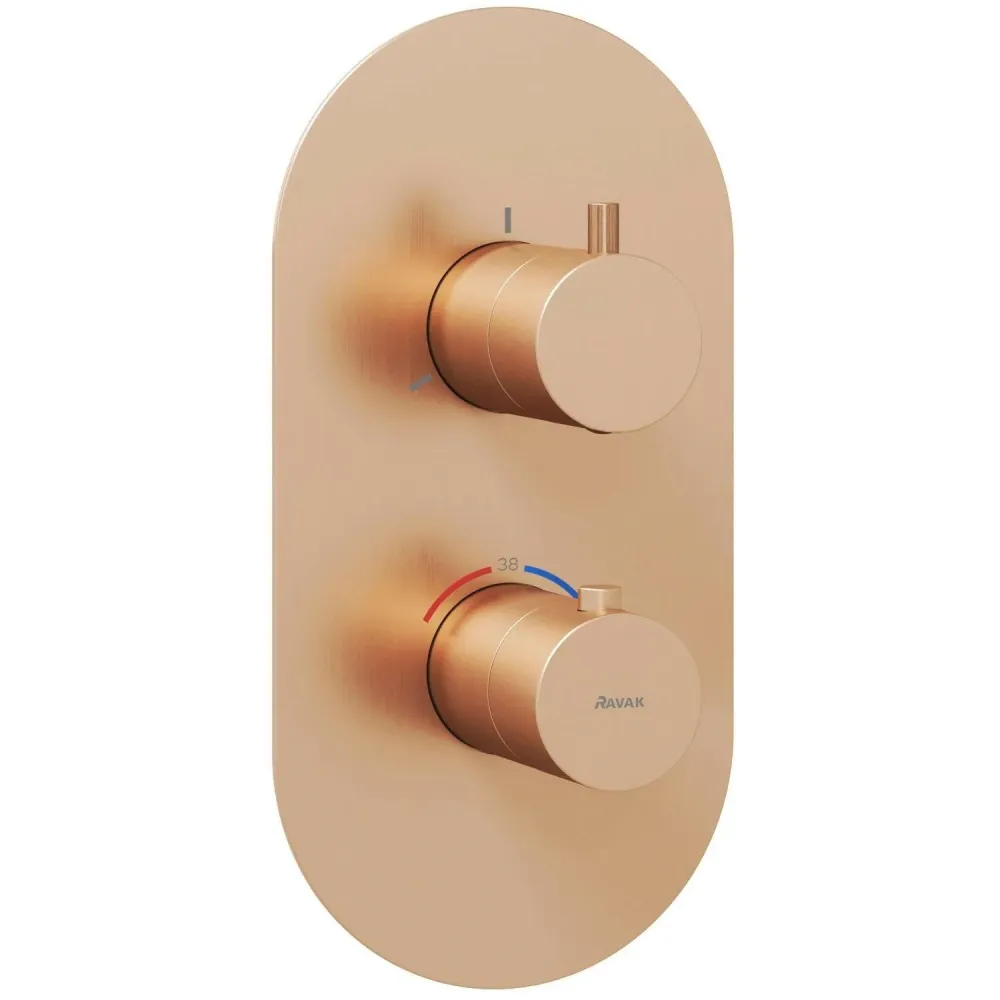 Ravak Espirit zuhanycsaptelep falba süllyesztett, termosztátos, háromutas, belső egység nélkül, rose gold (X070363)