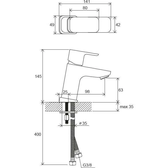 Ravak 10° free TD F 012.00 Álló 140 mm-es mosdócsaptelep leeresztő nélkül ( X070127 )