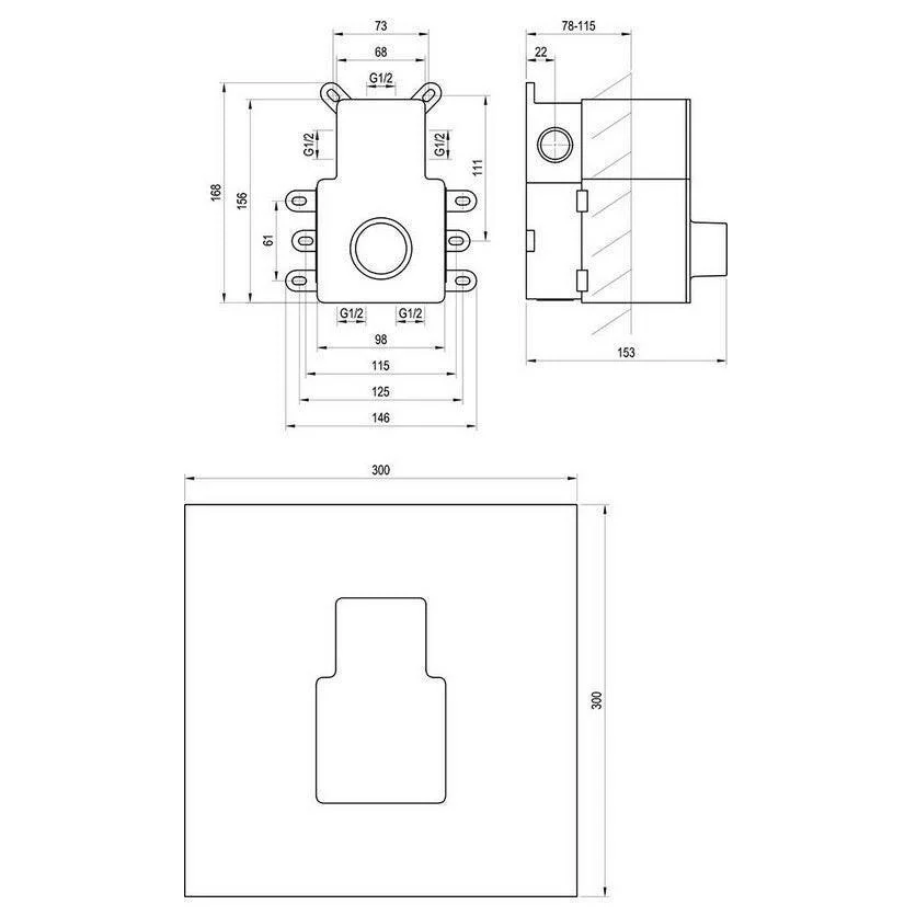 Ravak R-box 07C.50 Termo alaptest falba süllyesztett termosztátos csaptelepekhez (X070232)