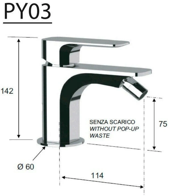 Sapho Spy bidé csaptelep leeresztő nélkül króm (PY03)