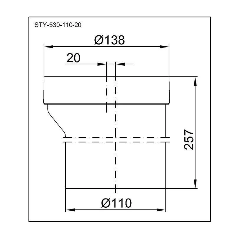 Styron Wc bekötő, excenteres, 110 mm; 20 mm eltolás (STY-530-110-20)