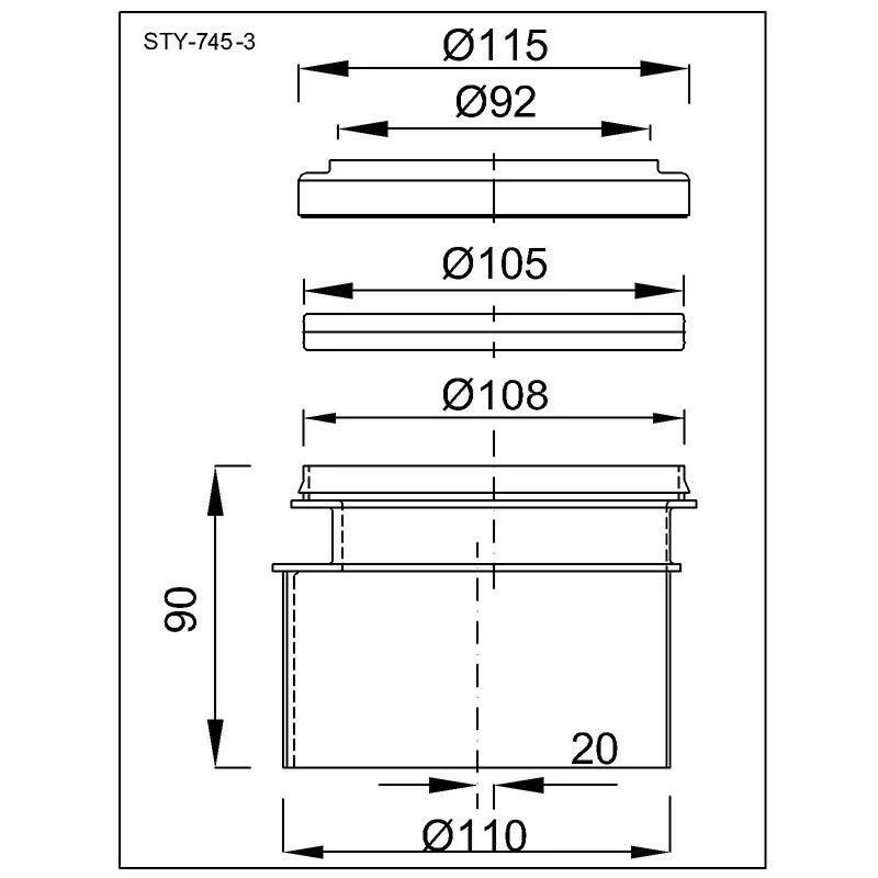 Styron Wc bekötő excenteres szett 90/110mm (STY-745-3)