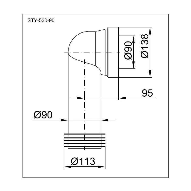 Styron Wc bekötő könyök 90mm elfolyás
