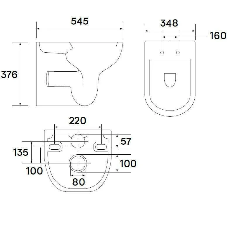 Wellis Erin fali Rimless WC, 34,8x54,5x37,6 cm (WF00035)