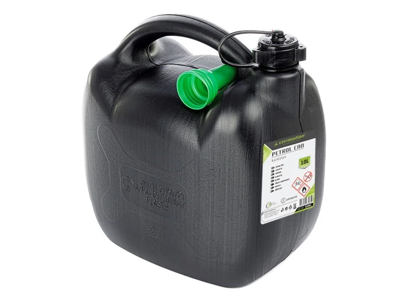 Üzemanyag kanna, műanyag, 10L, ovális, fekete