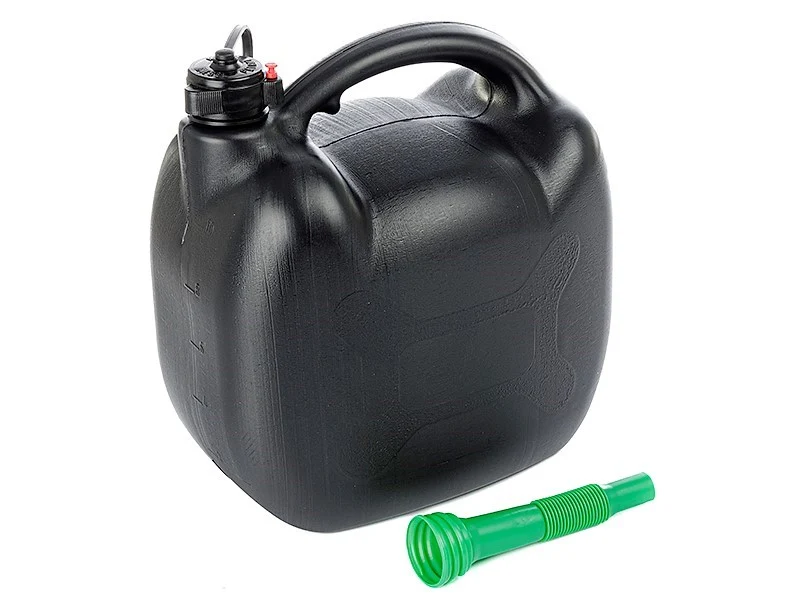 Üzemanyag kanna, műanyag, 10L, ovális, fekete